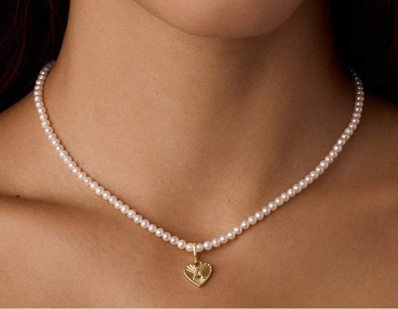 Vintage Heart Alphabet Charm Necklace 16 inch