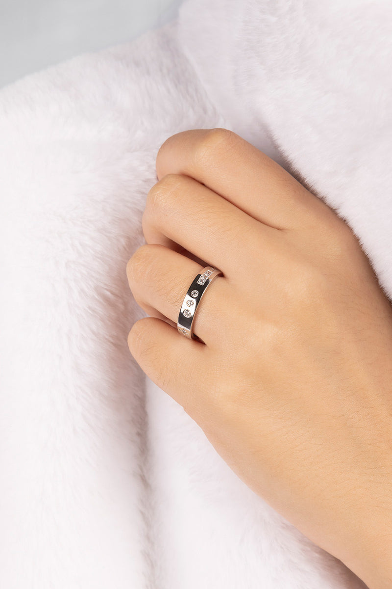 SMILE Morse Code Ring - Silver White