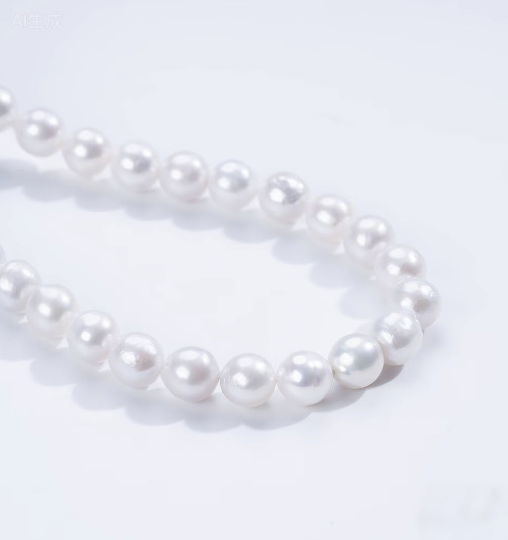 Freshwater Pearl (Small Light Bulb) S925 Sterling Silver White Pearl Necklace 6.5-7.5mm