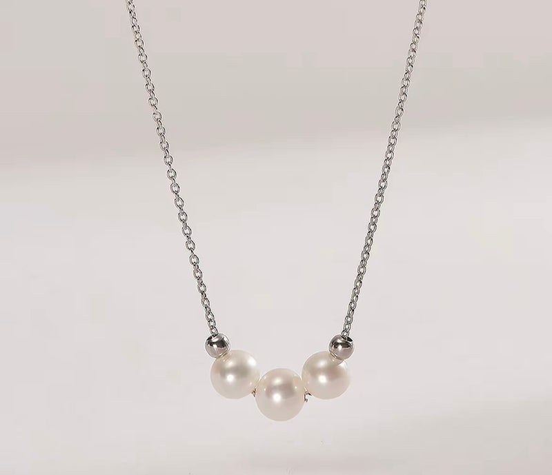 Freshwater Pearl Pendant Necklace Sterling Silver S925 6-7mm